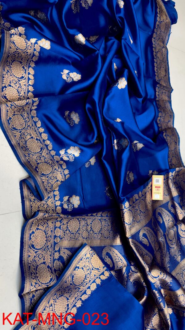 Royal Blue Pure Raw Mango Silk Saree