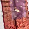 Light Lavender And Red Border Exclusive Mashru Border Kora Banarasi Silk Saree