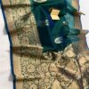 Dark Green Exclusive Mashru Border Kora Banarasi Silk Saree