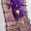 Bright Purple Exclusive Mashru Border Kora Banarasi Silk Saree