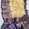 Pale Yellow And Purple Border Exclusive Mashru Border Kora Banarasi Silk Saree