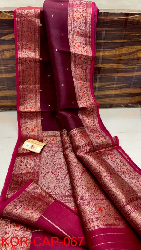 Deep Maroon Exclusive Kora Banarasi Saree