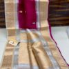 Bright Pink And White Cream Border Exclusive Kora Banarasi Saree