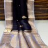 Black And Light Lavender Border Exclusive Kora Banarasi Saree
