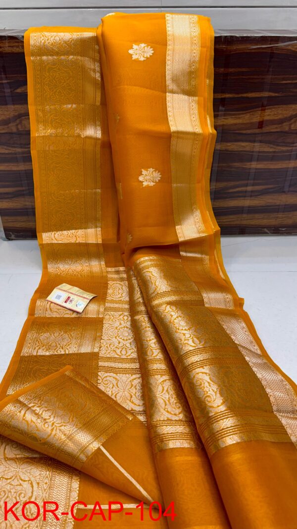 Mustard Yellow Exclusive Kora Banarasi Saree