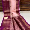 Light Pink And Dark Purple Border Exclusive Kora Banarasi Saree