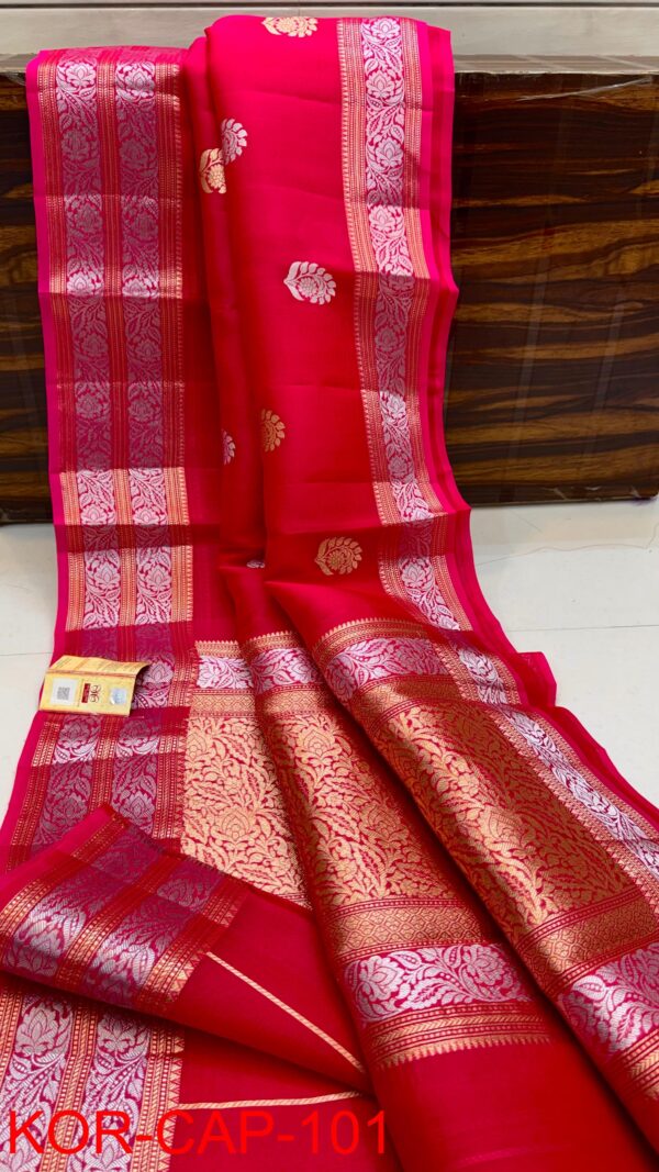 Deep Pink Exclusive Kora Banarasi Saree