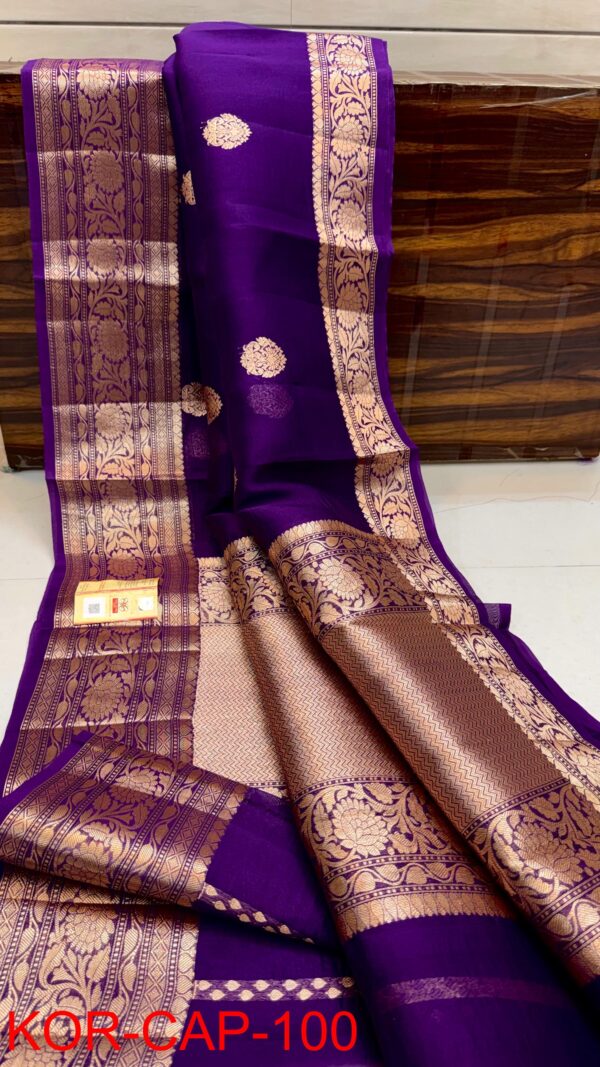 Purple Exclusive Kora Banarasi Saree