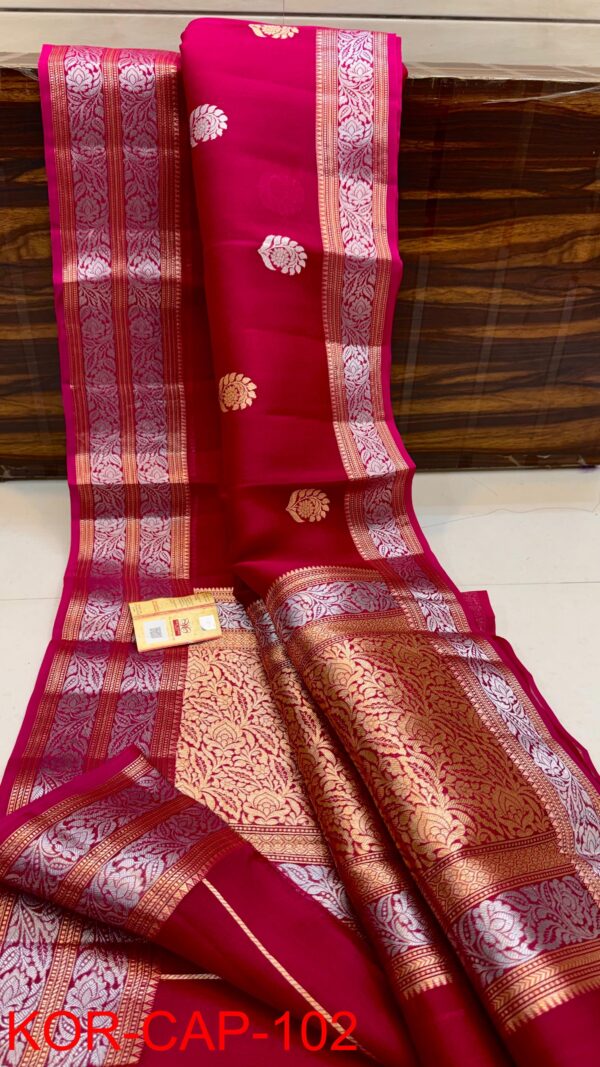 Deep Rani Pink Exclusive Kora Banarasi Saree