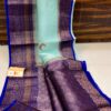 Sky Blue And Purple Border Exclusive Kora Banarasi Saree