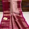 Light Pink And Magenta Border Exclusive Kora Banarasi Saree