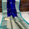 Royal Blue And Turquoise Border Exclusive Kora Banarasi Saree