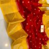 Red And Yellow Border MNZ Pure Raw Mango Silk Saree with Rich Weaving