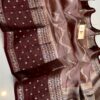 Maroon And Light Brown Border MNZ Pure Raw Mango Silk Saree with Rich Weaving