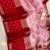 Light Pink And Red Border MNZ Pure Raw Mango Silk Saree with Rich Weaving