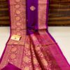 Rani Pink IZA Pure Handloom Katan Silk Saree with Pure Antique Zari