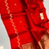 Red Pure Raw Mango Silk Handloom Saree