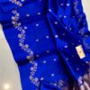 Blue Pure Raw Mango Silk Handloom Saree