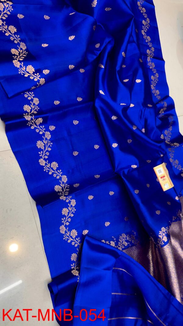Blue Pure Raw Mango Silk Handloom Saree