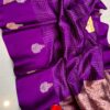 Purple Pure Raw Mango Silk Handloom Saree