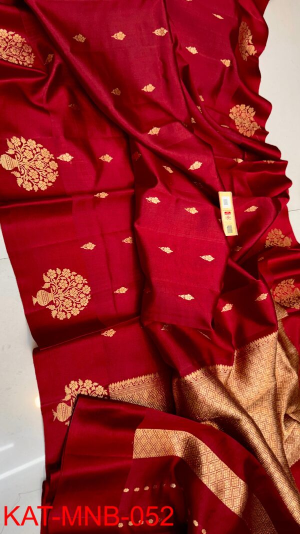 Maroon Pure Raw Mango Silk Handloom Saree