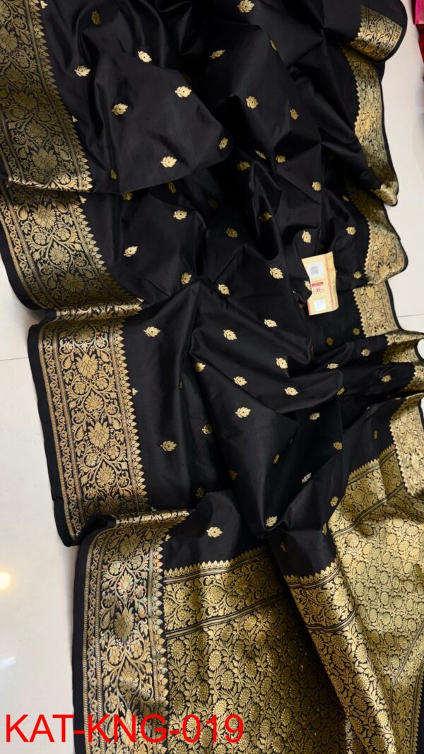 Black KNG Series Pure Handloom Kanjivaram Banarasi Katan Silk Saree