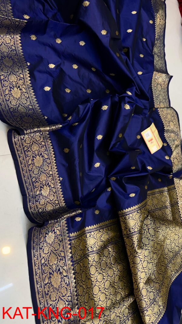 Royal Blue KNG Series Pure Handloom Kanjivaram Banarasi Katan Silk Saree
