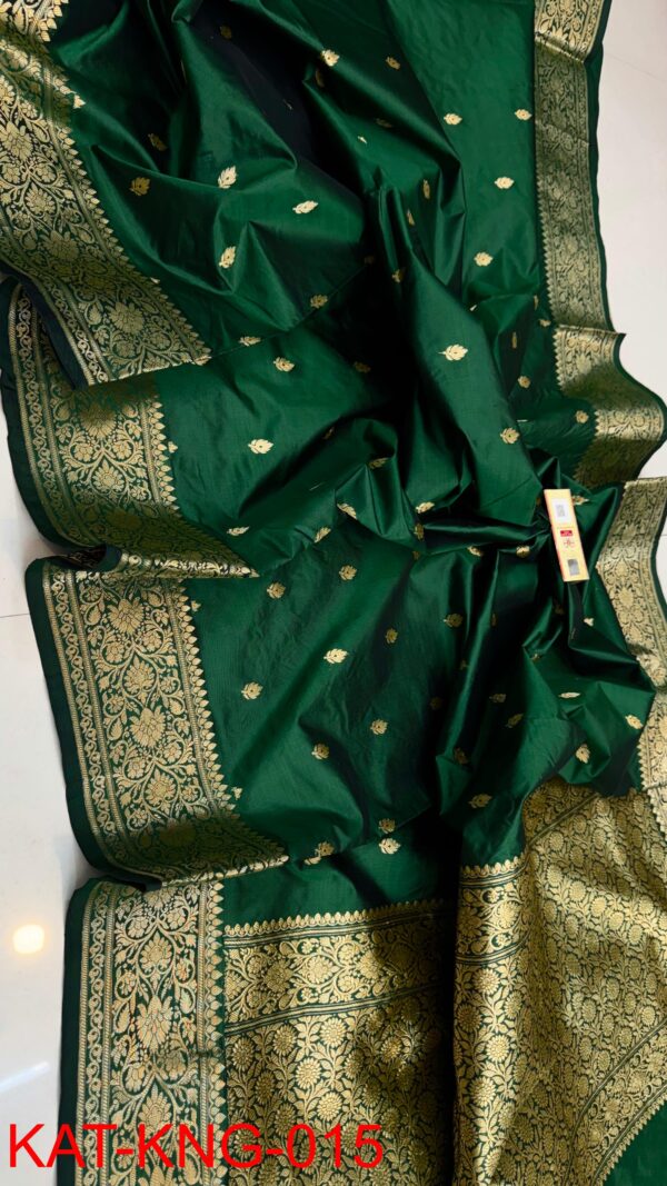 Emerald Green KNG Series Pure Handloom Kanjivaram Banarasi Katan Silk Saree