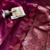 Deep Maroon Pure Handloom Tussar Raw Silk Banarasi Saree