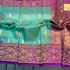 Light Turquoise And Deep Purple Border Pure Handloom Kora Katan Silk Banarasi Saree