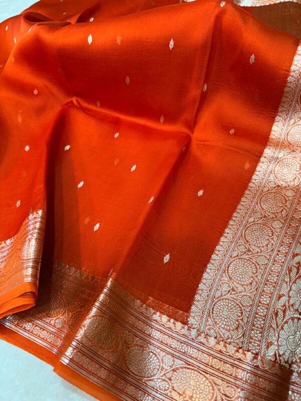 Orange Exclusive Kora Banarasi Saree