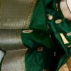 Dark Green Pure Handloom Katan Rekha Boota Banarasi Silk Saree with Antique Zari