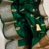 Dark Green Pure Handloom Katan Rekha Boota Banarasi Silk Saree with Antique Zari