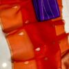 Orange Handloom Banarasi Pure Organza (Kora) Silk Saree with Meena Boota & Gold–Silver Zari