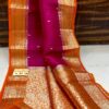 Rani Pink Handloom Kora Banarasi Silk Saree with Kalakari Maheen Work