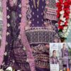 Purple Designer Georgette Embroidered Suit Set with Moti Work & Butterfly Dupatta