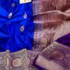 Blue Pure Handloom Katan Silk Saree with Antique Zari | Silk Mark Certified