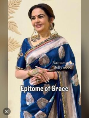 Blue Nita Ambani Inspired Handloom Banarasi Meenakari Katan Silk Saree