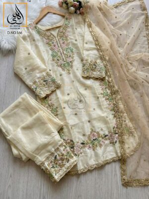 Off-White Cream Al Huda Luxury Cotton Pret Collection