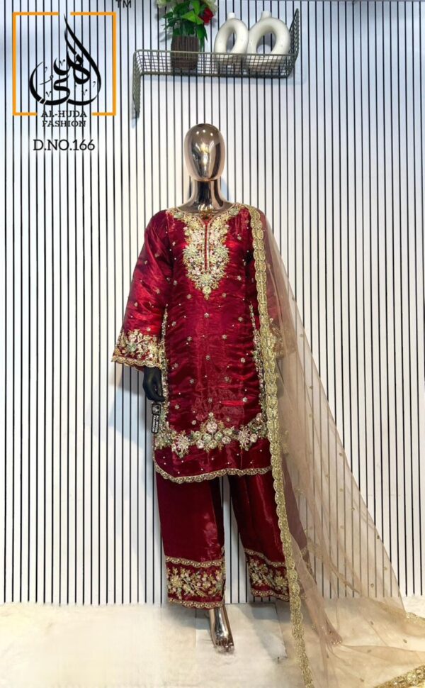 Maroon Al Huda Luxury Cotton Pret Collection