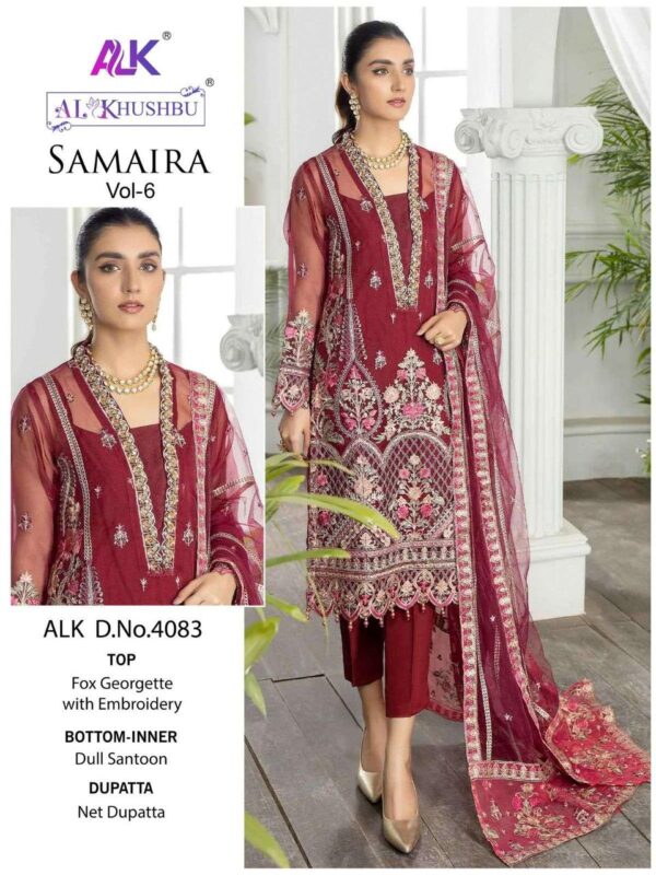 Maroon Heavy Embroidered Georgette Set