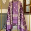 Purple Exclusive Semi Silk Suit Set with Zari Butti Top & Jaal Zari Dupatta