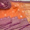 Orange Banarasi Pure Handloom Kadua Kora Silk Saree with Meenakari | Silk Mark Certified