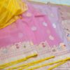 Baby Pink Banarasi Pure Handloom Kadua Kora Silk Saree with Meenakari | Silk Mark Certified