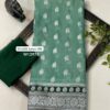 Mint Green Dyble Khaddi Georgette Katan Silk Banarasi Saree with Allover Zari Weave | Rich Border & Contrast Pallu