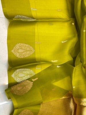 Mehndi Green Pure Handloom Banarasi Organza Silk Saree with Kadua Zari Weave | Silkmark Certified