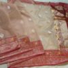 Light Peach Banarasi Pure Handloom Kadua Kora Silk Saree with Meenakari | Silk Mark Certified