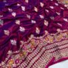Royal Purple Dual Shade Banarasi Pure Katan Silk Saree | Handloom Kadwa Weave with Gold & Silver Zari | Silkmark Certified