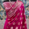 Rani Pink Banarasi Mashru Inspired Semi Mango Dupion Silk Saree