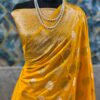 Yellow Banarasi Mashru Inspired Semi Mango Dupion Silk Saree
